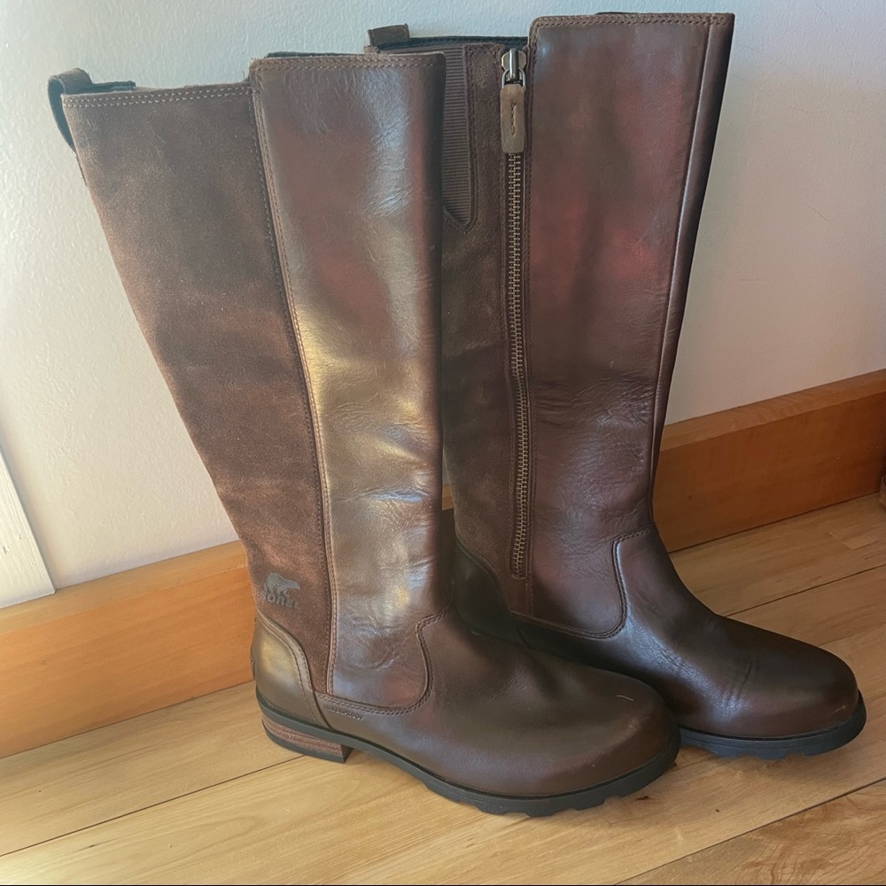 🎉Host Pick!🎉 NWOT Sorel Women’s 7.5 Emelie Waterproof Tall Boot Tobacco - Picture 2 of 7